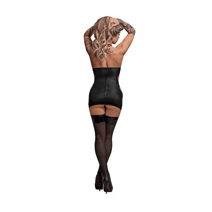 Lust Selene Keyhole Front Dress in Black with Zipper Back and Matching G-string