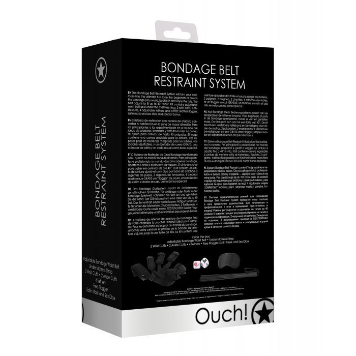 Shots Ouch Bondage Belt Restraint System in Black Color