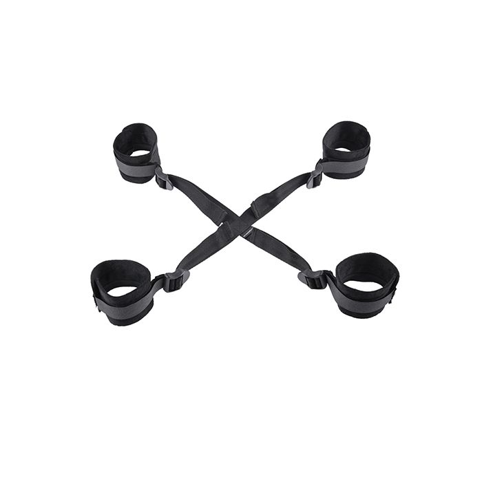 Brat Hog Tie with four soft cuffs for adjustable restraint