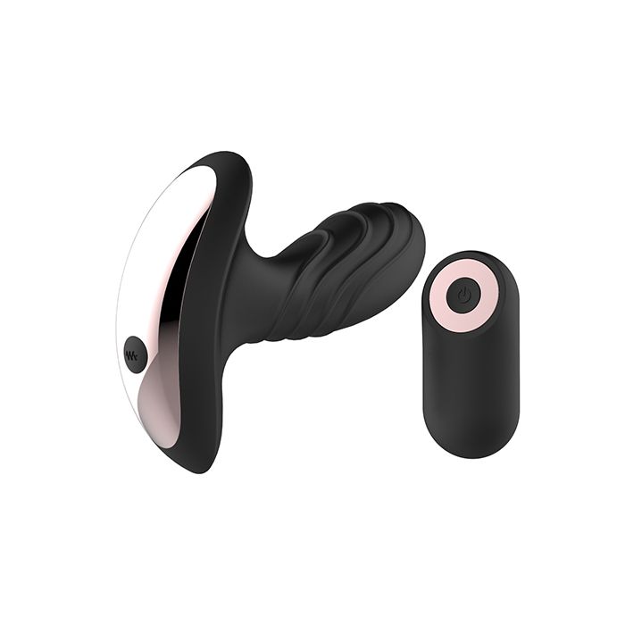Buzz Anal Vibe with Remote Control - Sleek Black Design with Rose Gold Detail