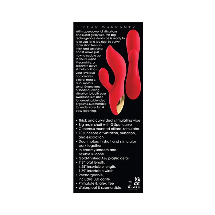 Adam & Eve's Big & Curvy G Dual Stimulating Vibe in Red and Gold