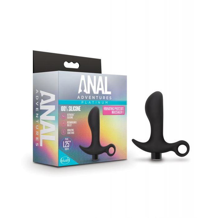 Blush Platinum Silicone Vibrating Prostate Massager in Black