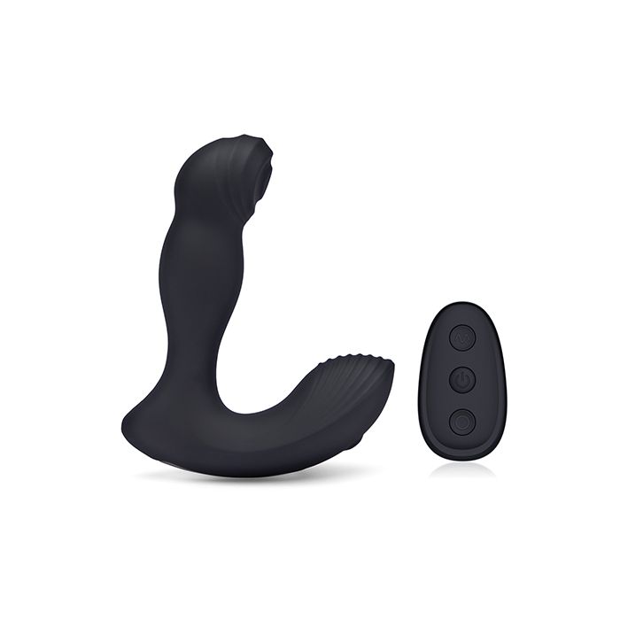 Blue Line Vibrating Prostate Thumper with Remote in Black Color