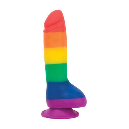 Addiction Justin 8-inch Rainbow Silicone Dildo on a white background