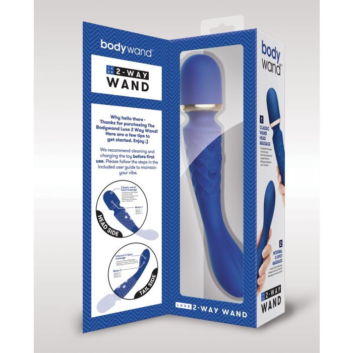 XGen Bodywand Luxe 2-Way Wand Massager in Blue on Flawless Nite