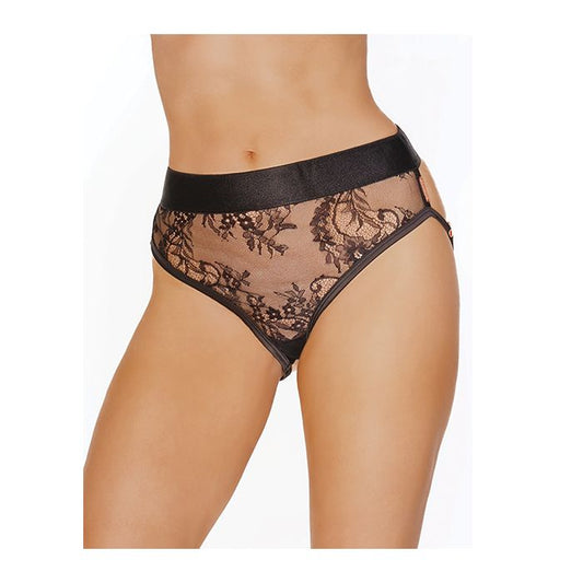 Black Mesh Lace Panty with Rose Gold Chain Detail