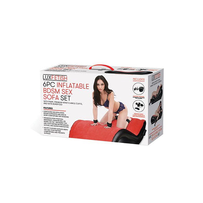 Lux Fetish 6-Piece Inflatable BDSM Sex Sofa in Red and Black