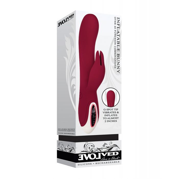 Evolved Inflatable Bunny Dual Stimulator in Burgundy color