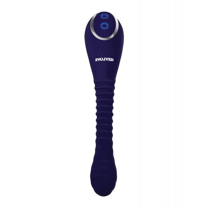 Evolved Bendable Sucker - Purple double-ended adult toy with suction and vibrator features.