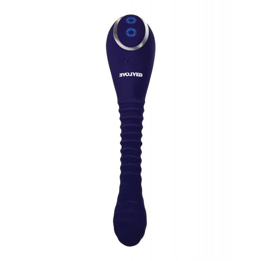 Evolved Bendable Sucker - Purple double-ended adult toy with suction and vibrator features.