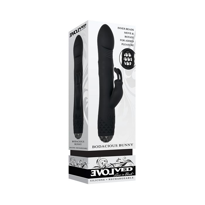 Evolved Bodacious Bunny Rotating Rabbit Vibrator in Black