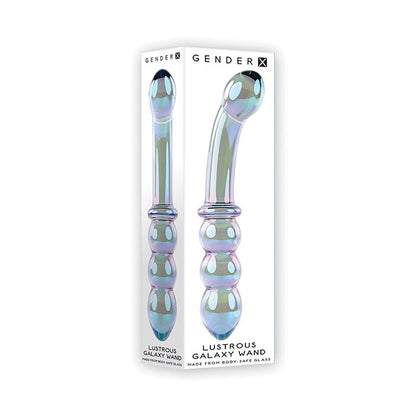 Lustrous Galaxy Wand Dual Ended Glass Massager with blue-green-violet hues