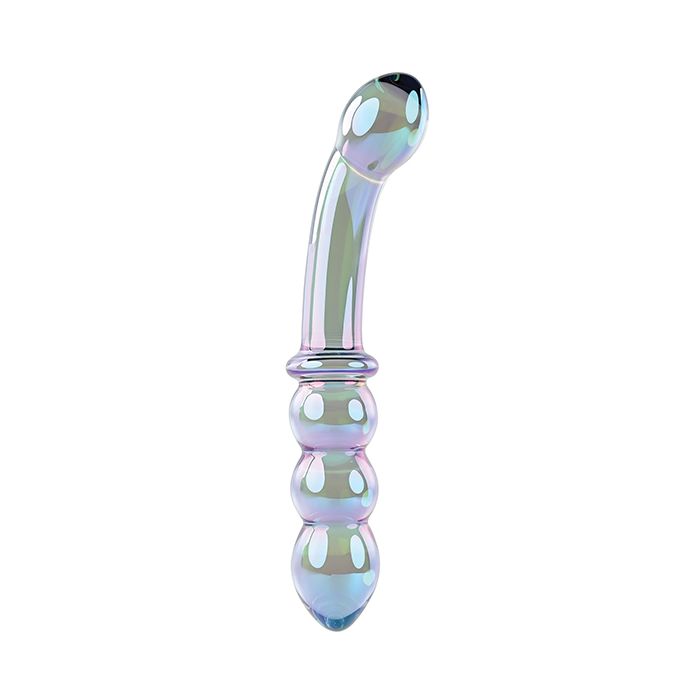 Lustrous Galaxy Wand Dual Ended Glass Massager with blue-green-violet hues