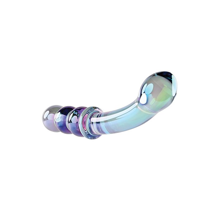 Lustrous Galaxy Wand Dual Ended Glass Massager with blue-green-violet hues