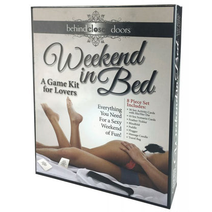 Weekend in Bed Game Kit box with playful and romantic accessories inside.