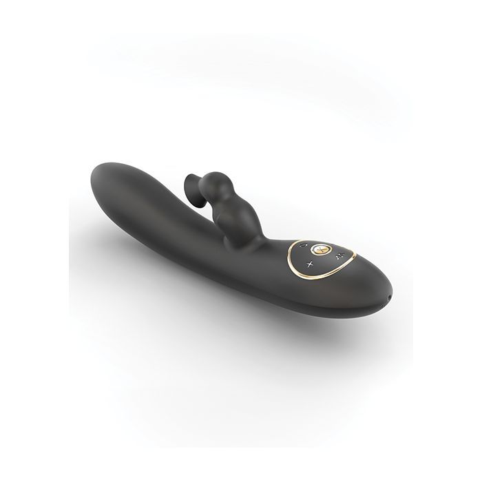 Dorcel Sucking Divine Rabbit Vibrator - Black matte silicone with a golden finish