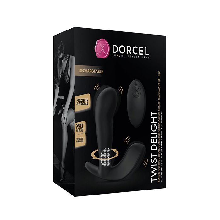 Dorcel Twist Delight Rotating Head in Black - Triple Stimulation Vibrator