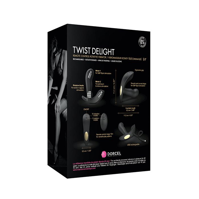 Dorcel Twist Delight Rotating Head in Black - Triple Stimulation Vibrator