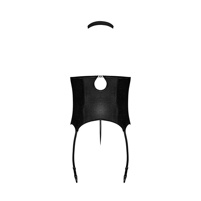 Lust Mistress Cupless Corset with Velcro Neck and Metal Garters