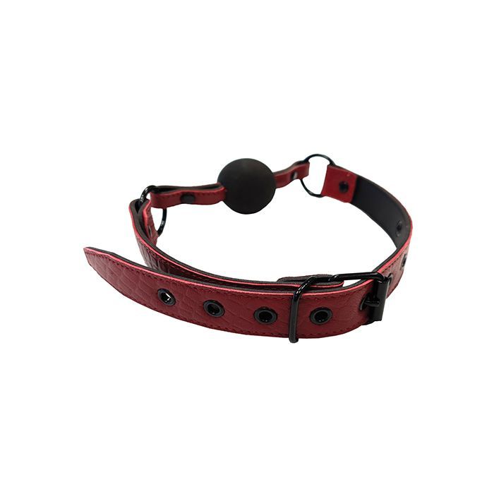 Burgundy Rouge Leather Ball Gag - Flawless Nite Product Image