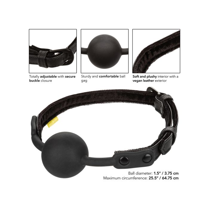 Black silicone ball gag with vegan leather strap from Flawless Nite.