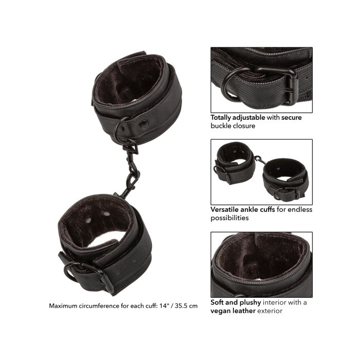 Black Boundless Ankle Cuffs with vegan leather finish