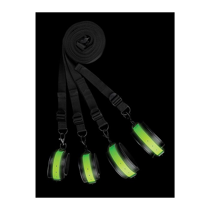 Ouch! Glow in the Dark Bed Bindings Restraint Kit on a bed