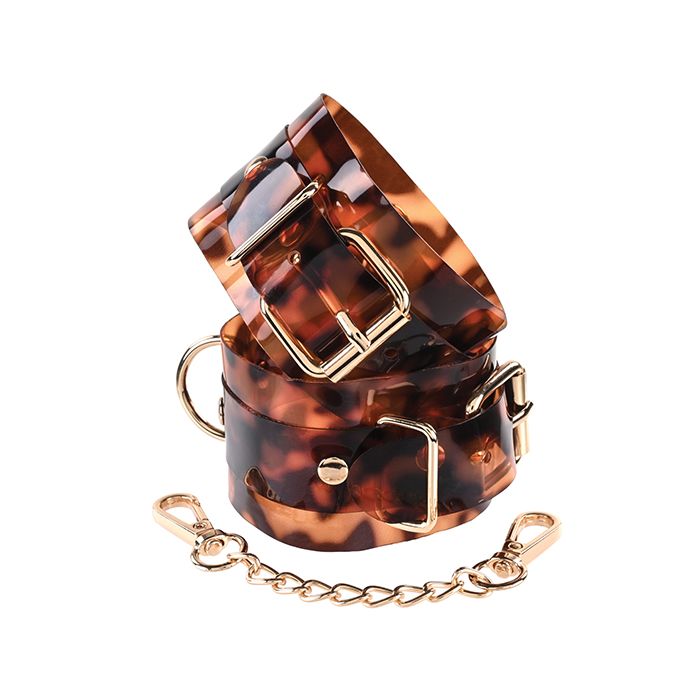 Sincerely Amber Luxury Hand Cuffs with sleek black finish and gold accents