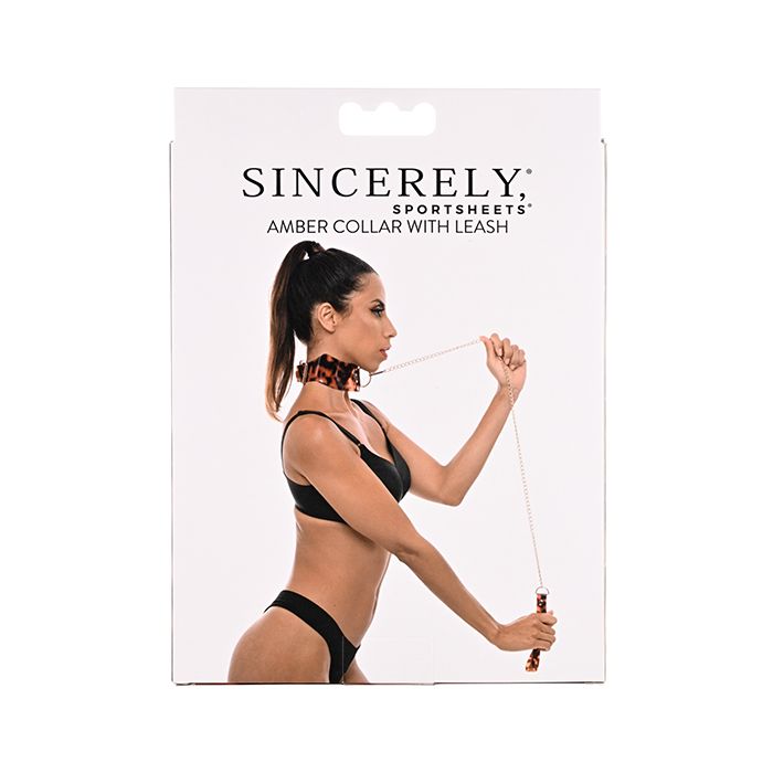 Sincerely Amber Luxury Collar and Leash on a model