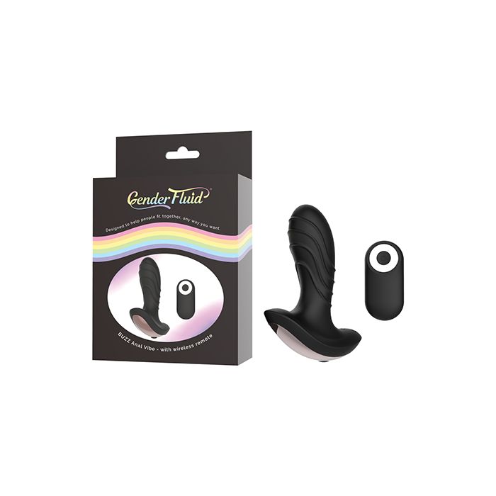 Buzz Anal Vibe with Remote Control - Sleek Black Design with Rose Gold Detail