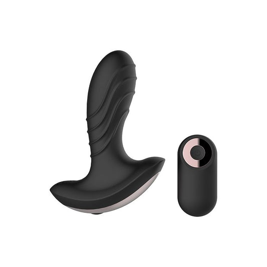 Buzz Anal Vibe with Remote Control - Sleek Black Design with Rose Gold Detail